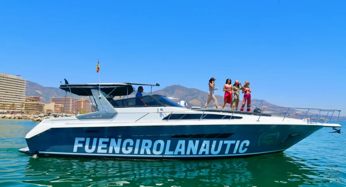 dolphin-watching people on a boat looking at the sea