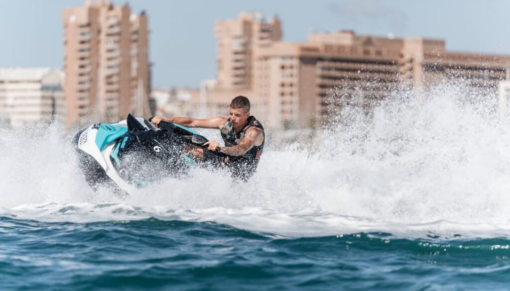 a guy on a jet ski