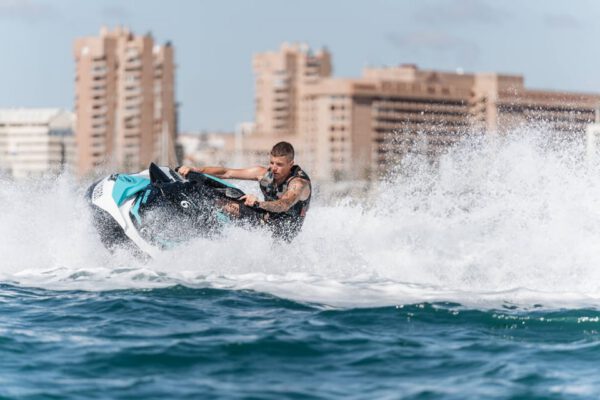 a guy on a jet ski