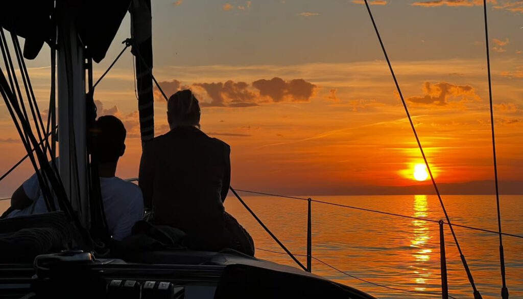sunset from the boat on a sailing trip