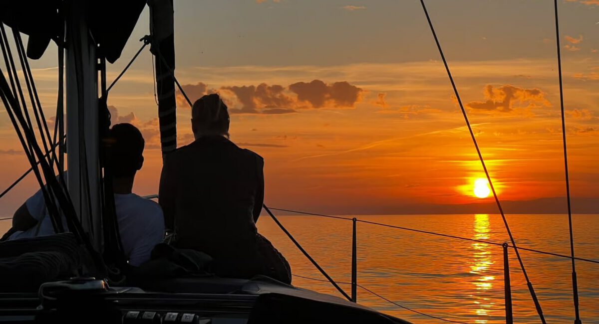 sunset from the boat on a sailing trip