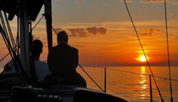 sunset from the boat on a sailing trip
