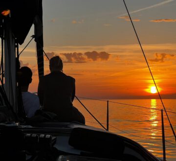 sunset from the boat on a sailing trip